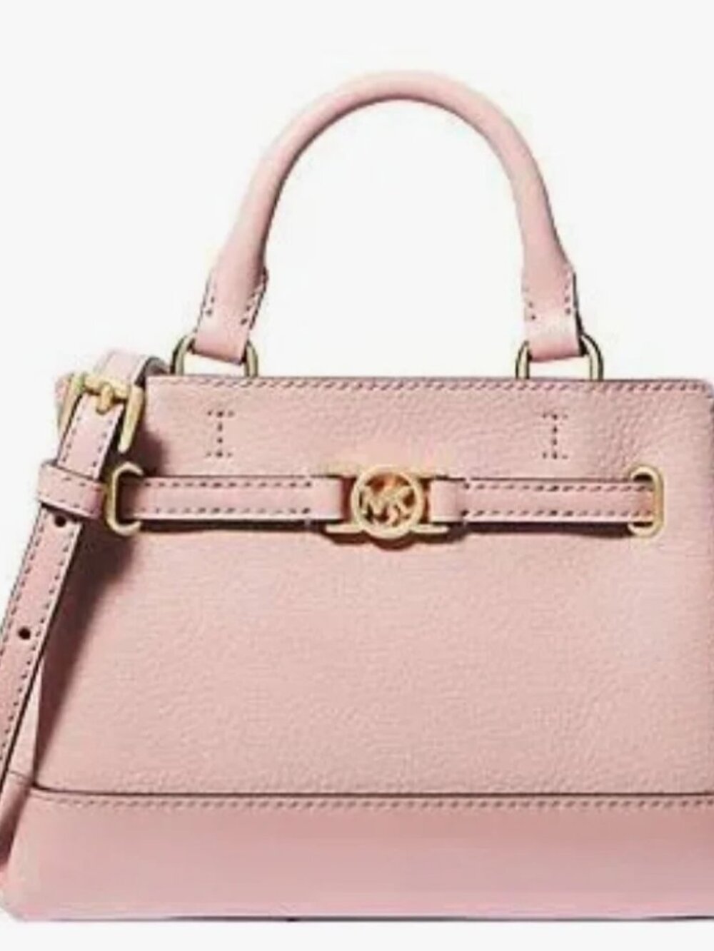 Viral Michael Kors Reed Pink Pebbled Leather Satchel Crossbody NWOT $498 Classic - Picture 3 of 8